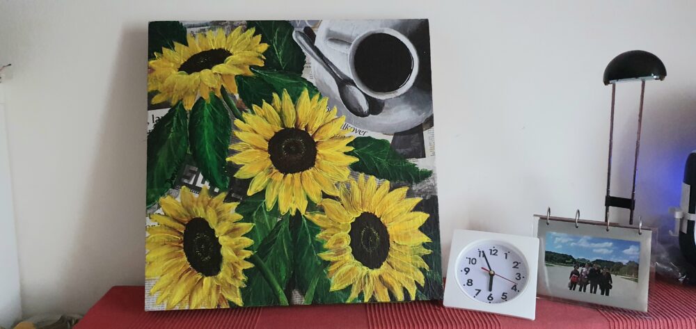 Original Acrylic Painting - Sunflower & Coffee - Image 5