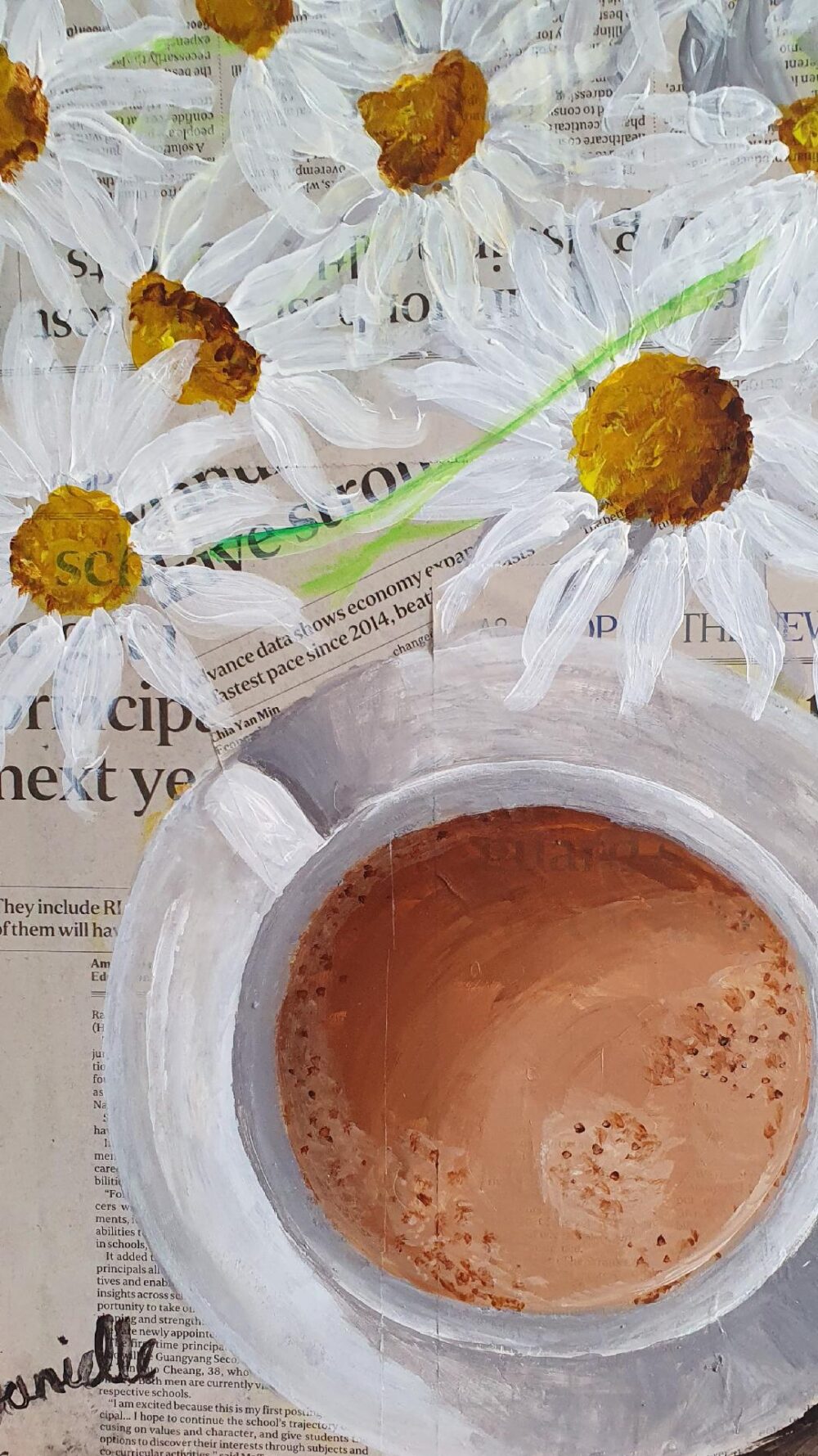 ORIGINAL ACRYLIC PAINTING – Coffee and Flowers - Image 3