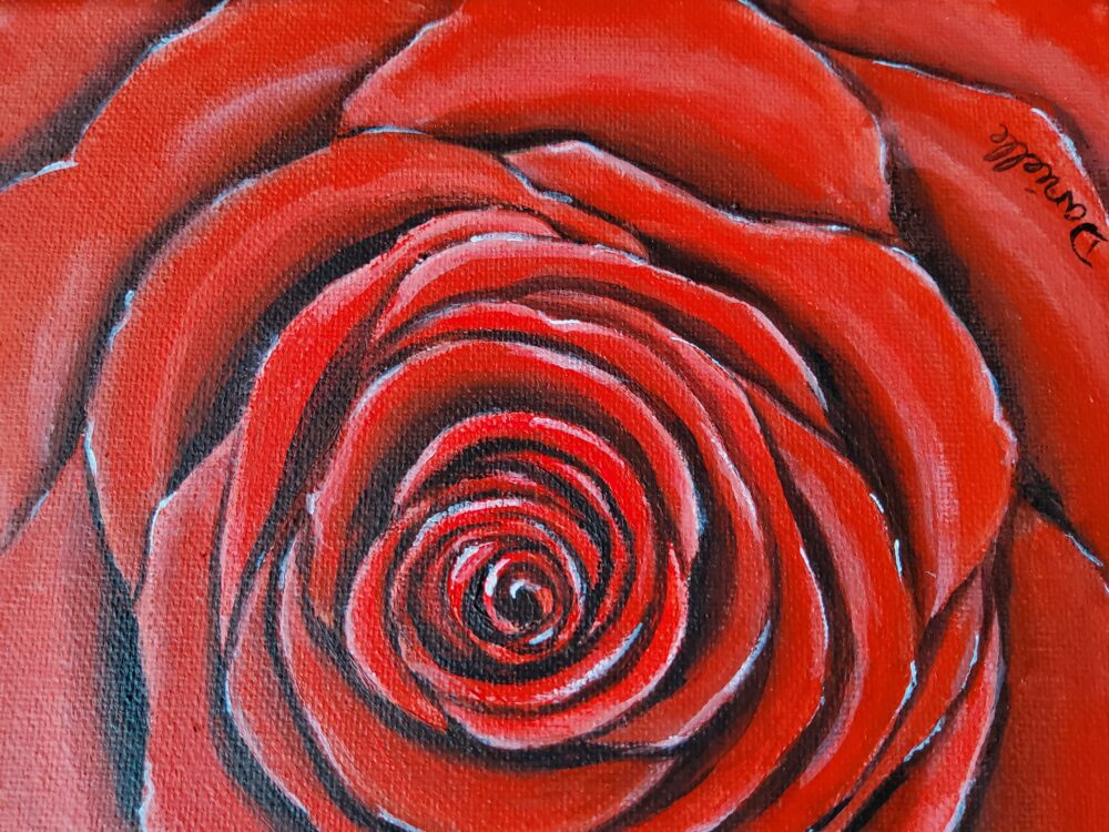 Original Acrylic Painting - Red Rose - Image 4