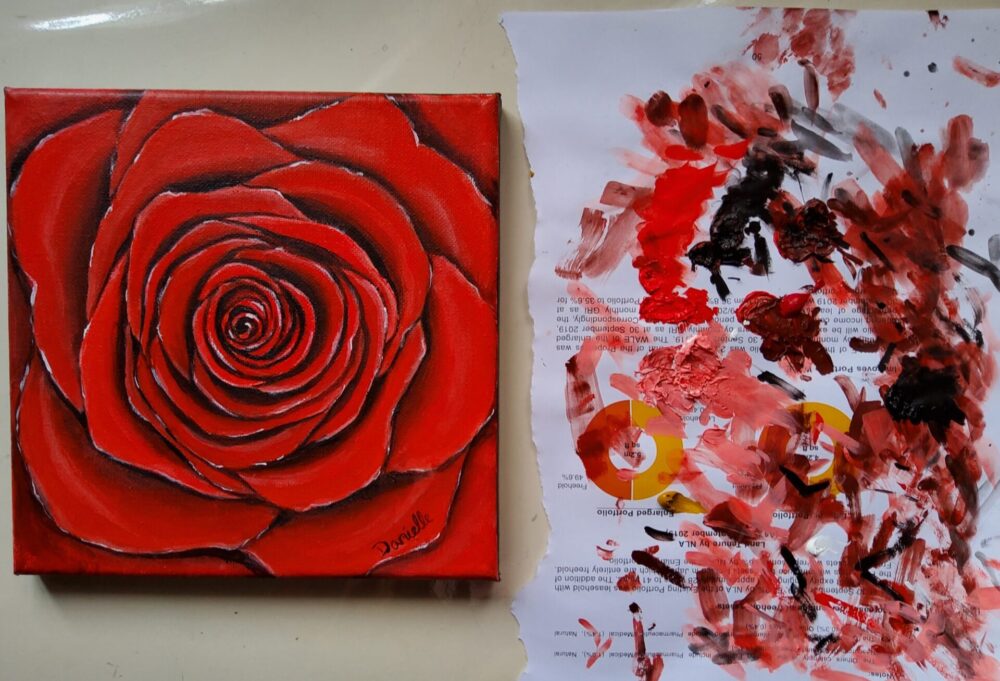 Original Acrylic Painting - Red Rose - Image 5