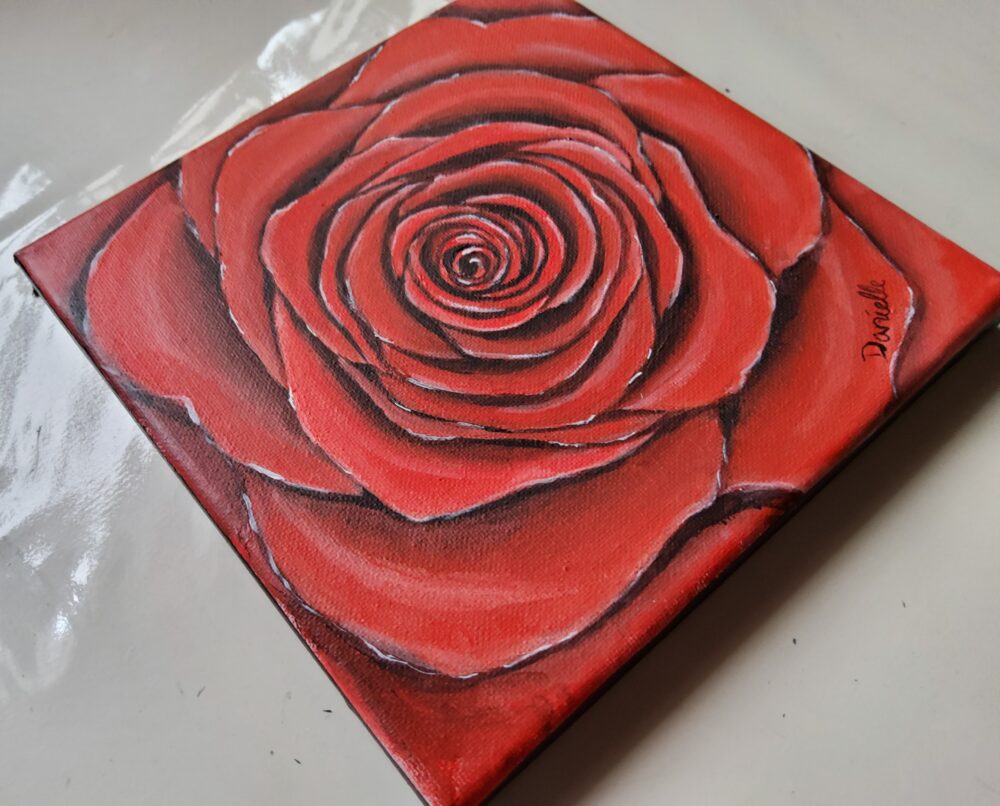 Original Acrylic Painting - Red Rose - Image 3