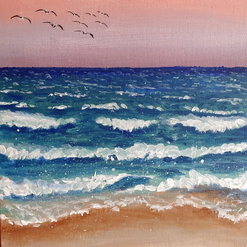 Original Acrylic Painting - Dusk at the Beach - Image 3