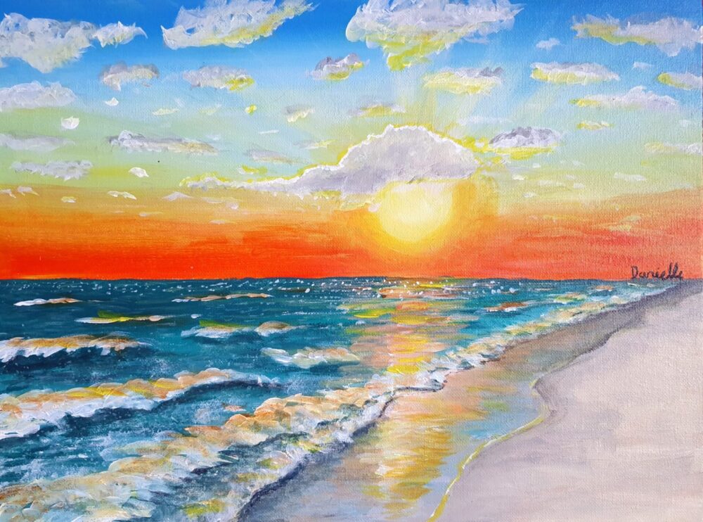 Original Acrylic Painting - Dawn at the beach