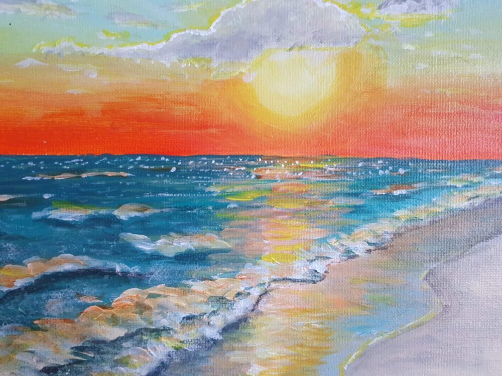 Original Acrylic Painting - Dawn at the beach - Image 4