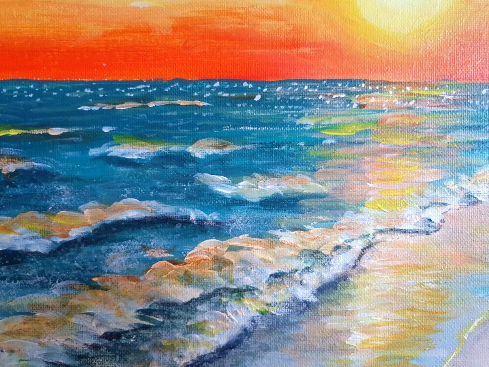 Original Acrylic Painting - Dawn at the beach - Image 5