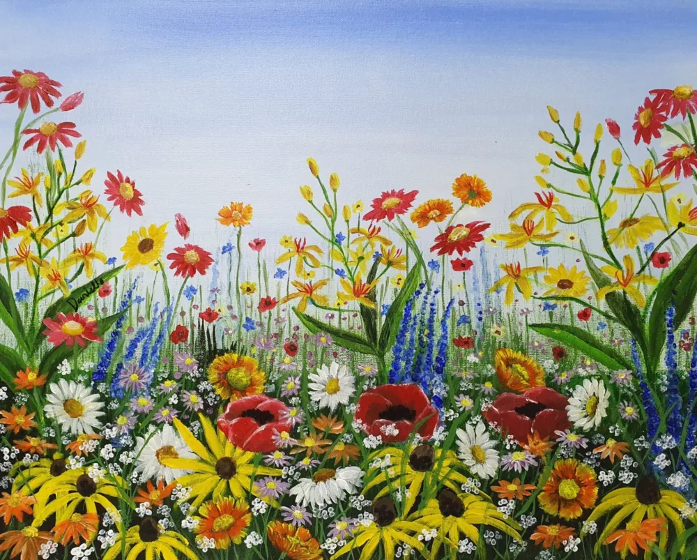 Original Acrylic Painting - Wild Flowers - Danielle Art
