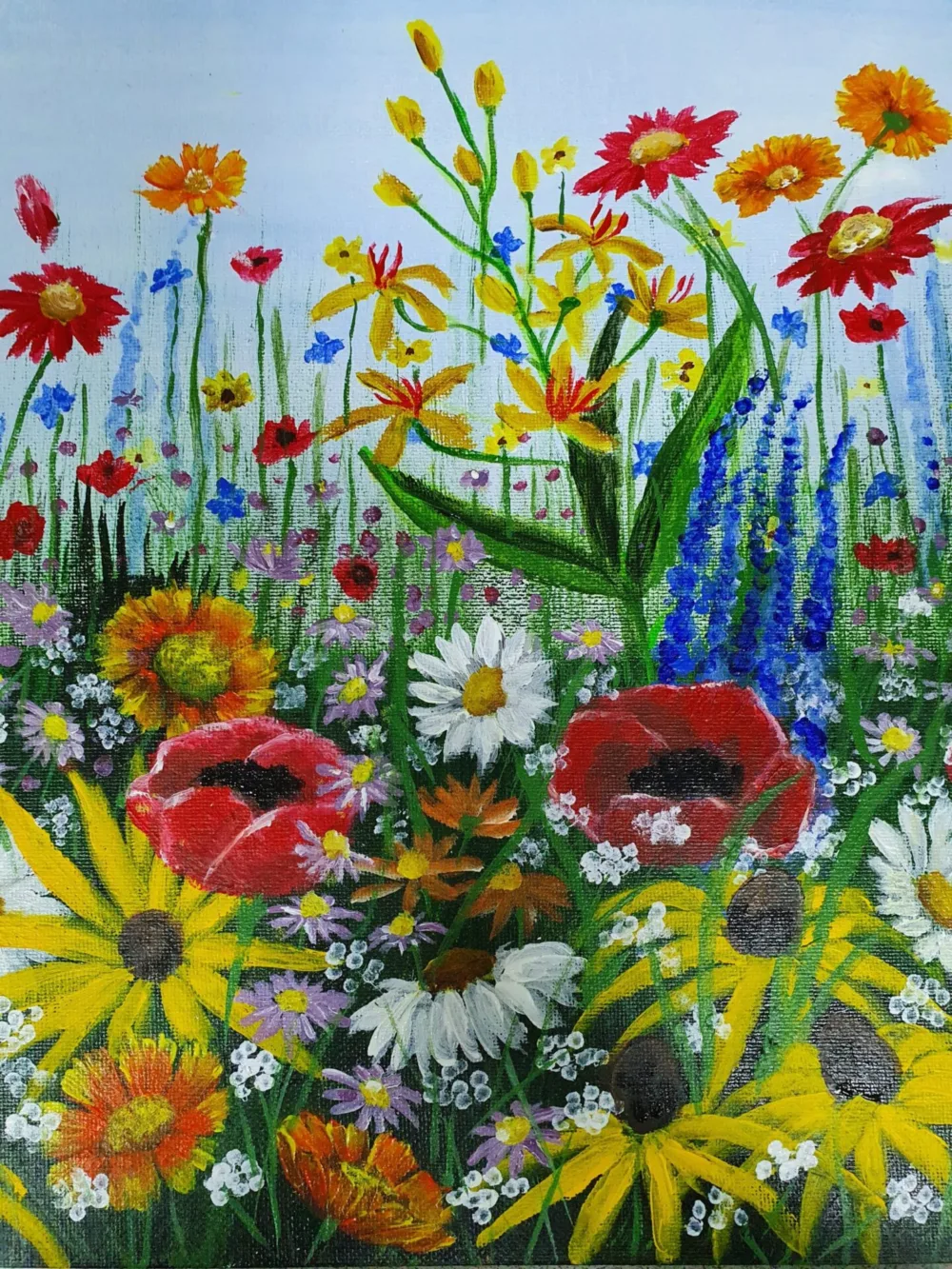 Original Acrylic Painting - Wild Flowers - Danielle Art