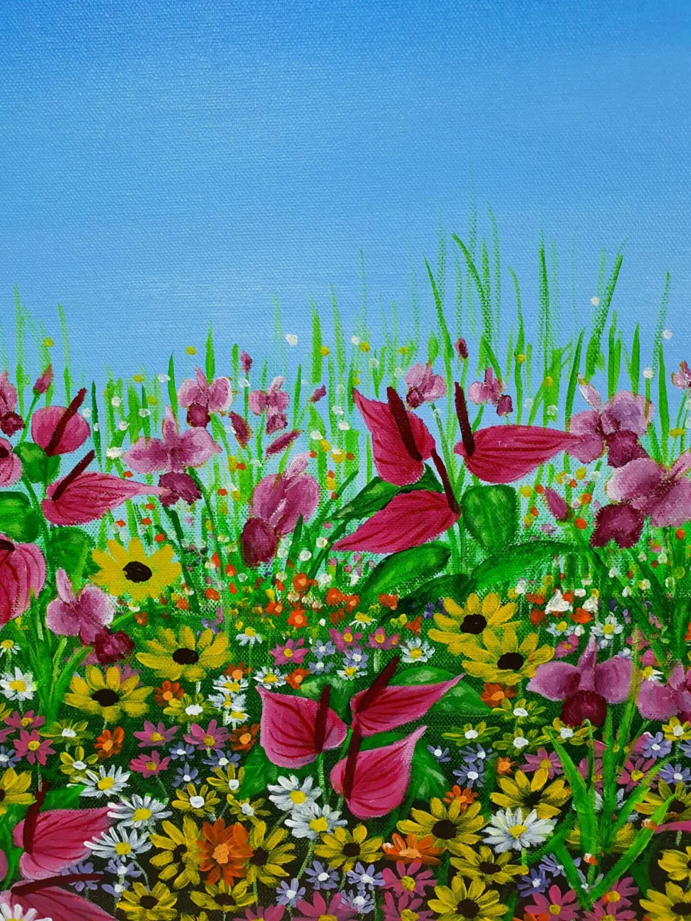 Original acrylic painting - Wild Flowers 5 - Danielle Art