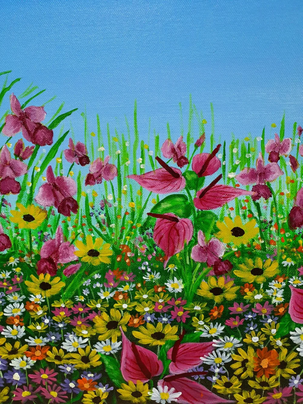 Original acrylic painting - Wild Flowers 5 - Danielle Art