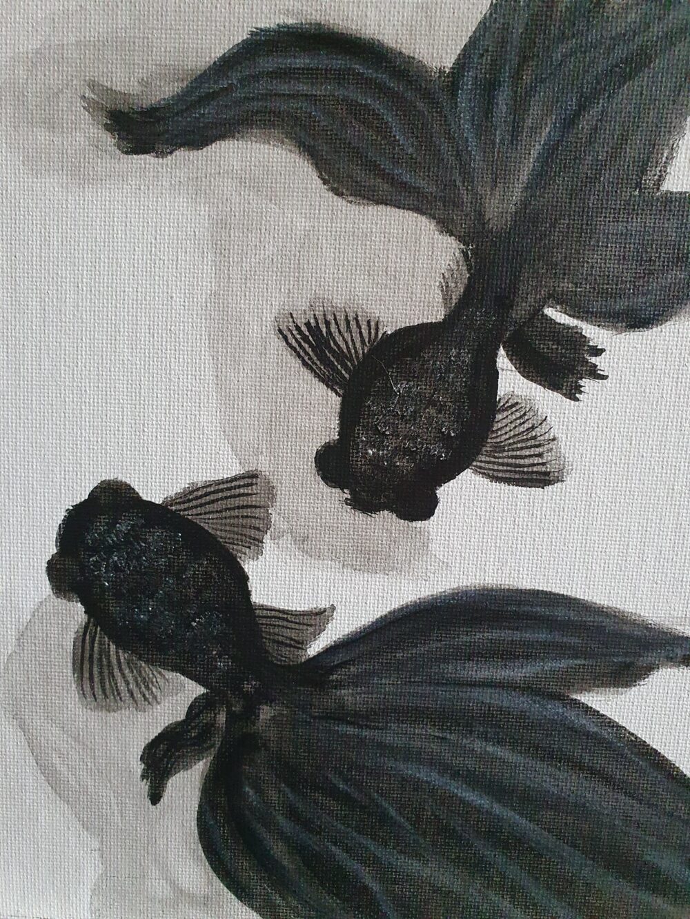 Original Acrylic Painting - Black Goldfishes - Image 5