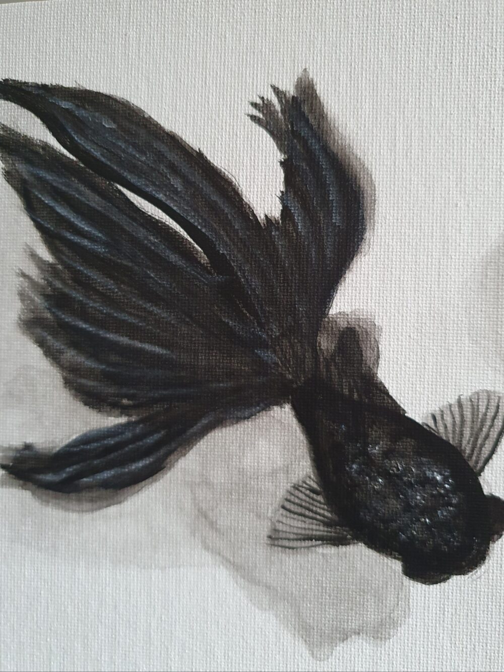 Original Acrylic Painting - Black Goldfishes - Image 3