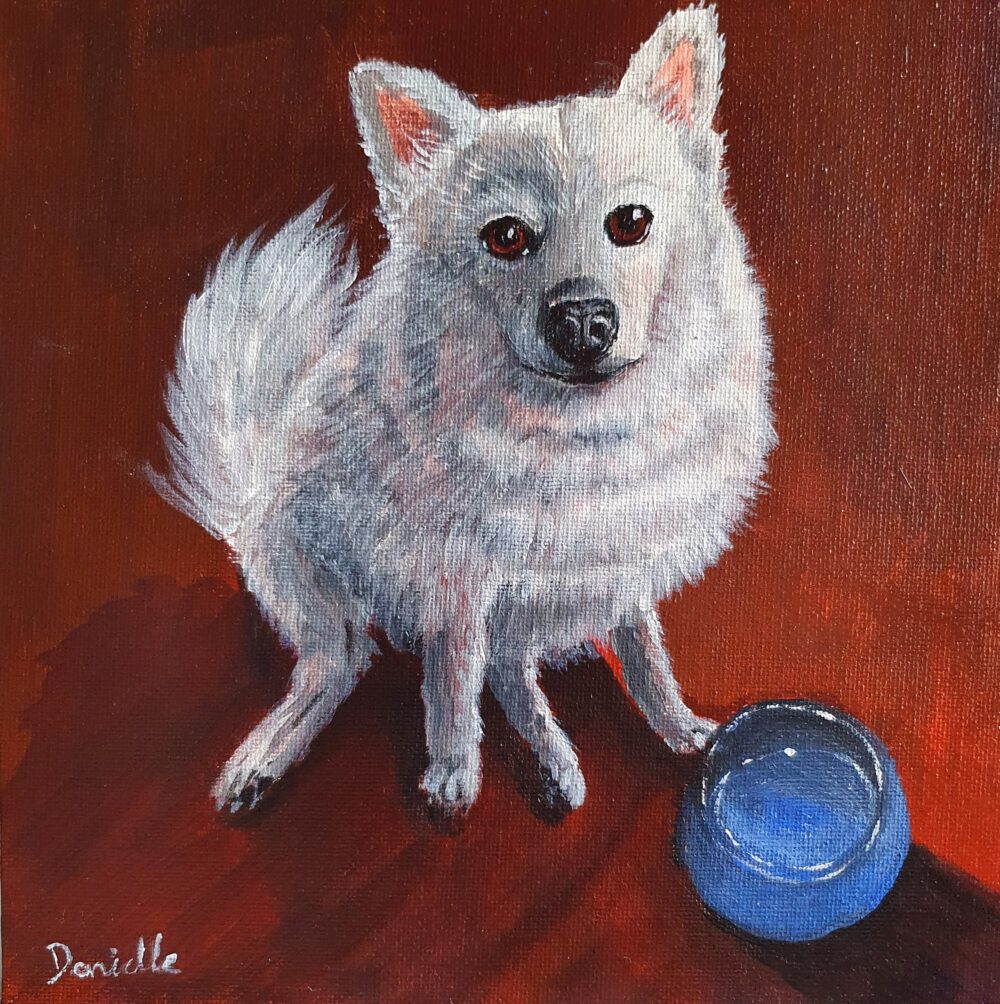 New Acrylic Painting - White Doggy