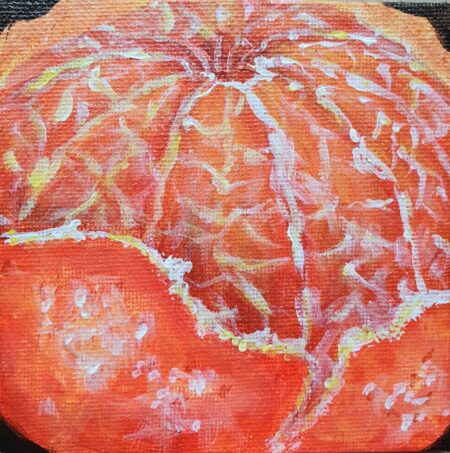 Danielle Art Original Acrylic and Oil Paintings Original Acrylic Painting – Mandarin Orange 3: A vibrant, close-up acrylic painting of a mandarin orange.