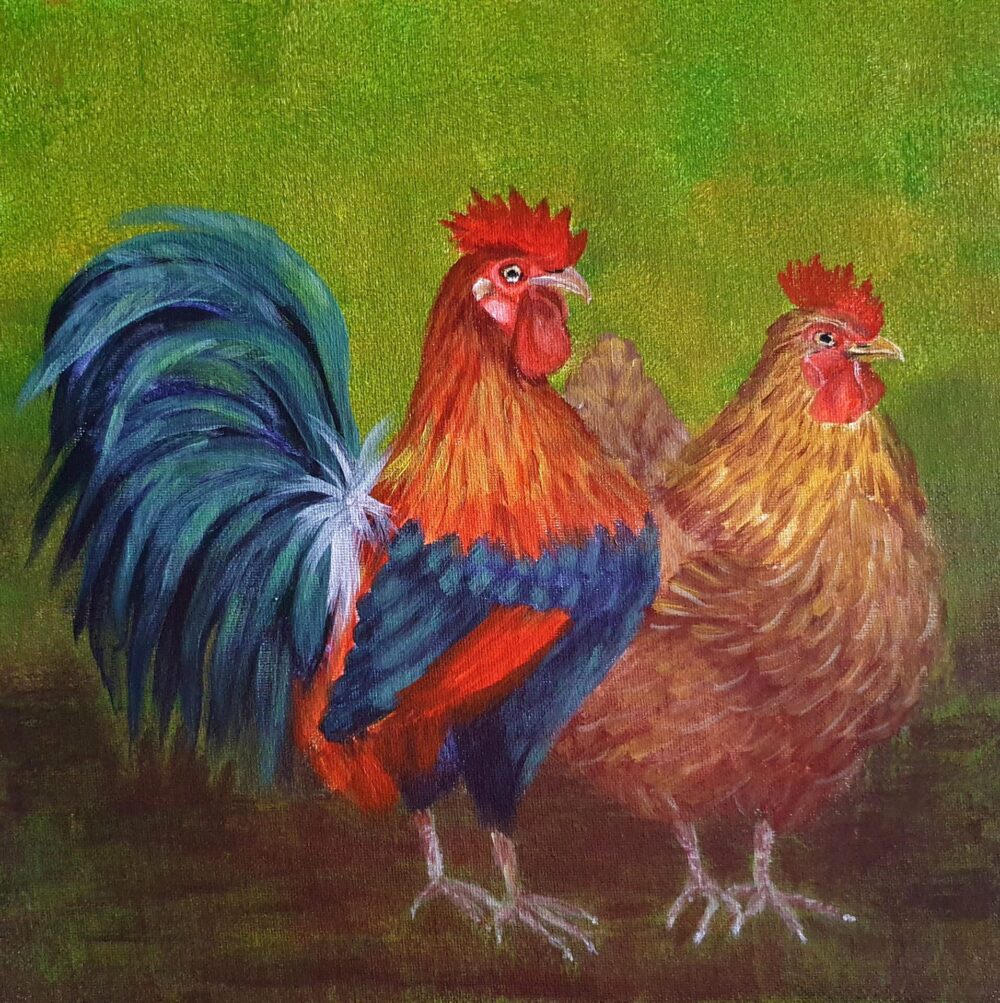 A Countryside Pair: The Rooster and the Hen