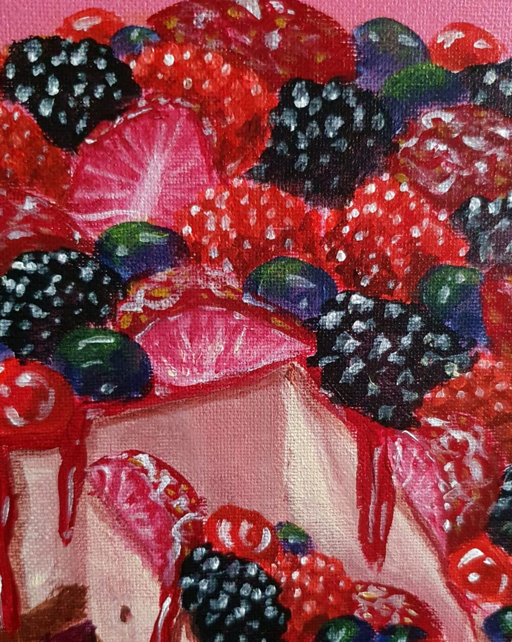 Original Acrylic Painting - Berries Cheesecake - Image 3