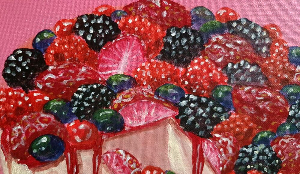 Original Acrylic Painting - Berries Cheesecake - Image 4