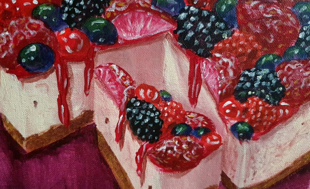 Original Acrylic Painting - Berries Cheesecake - Image 5