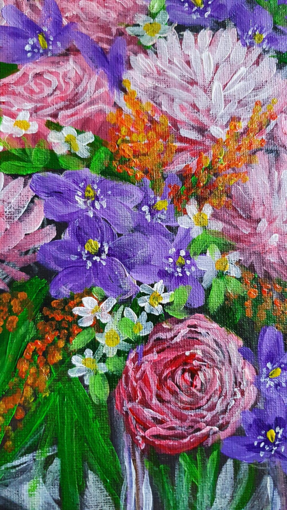 Original Acrylic Painting - Bouquet of Flowers - Image 3