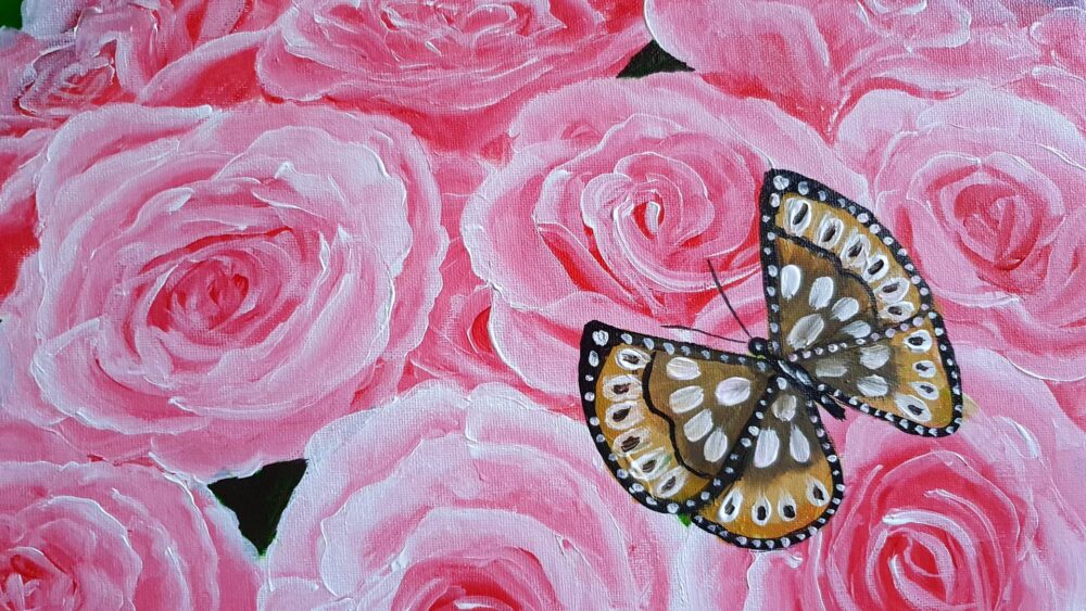 Blissful Encounter: Butterfly and Roses - Image 4