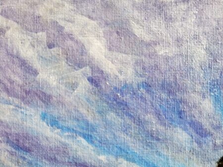 Danielle Art Original Acrylic and Oil Paintings Abstract painting with blue, purple, and white brushstrokes on canvas.