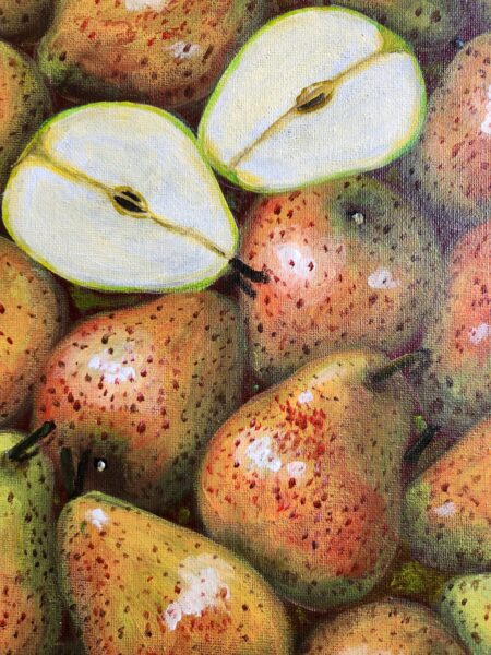 Danielle Art Original Acrylic and Oil Paintings Pear painting, sliced and whole, by Danielle Siauw