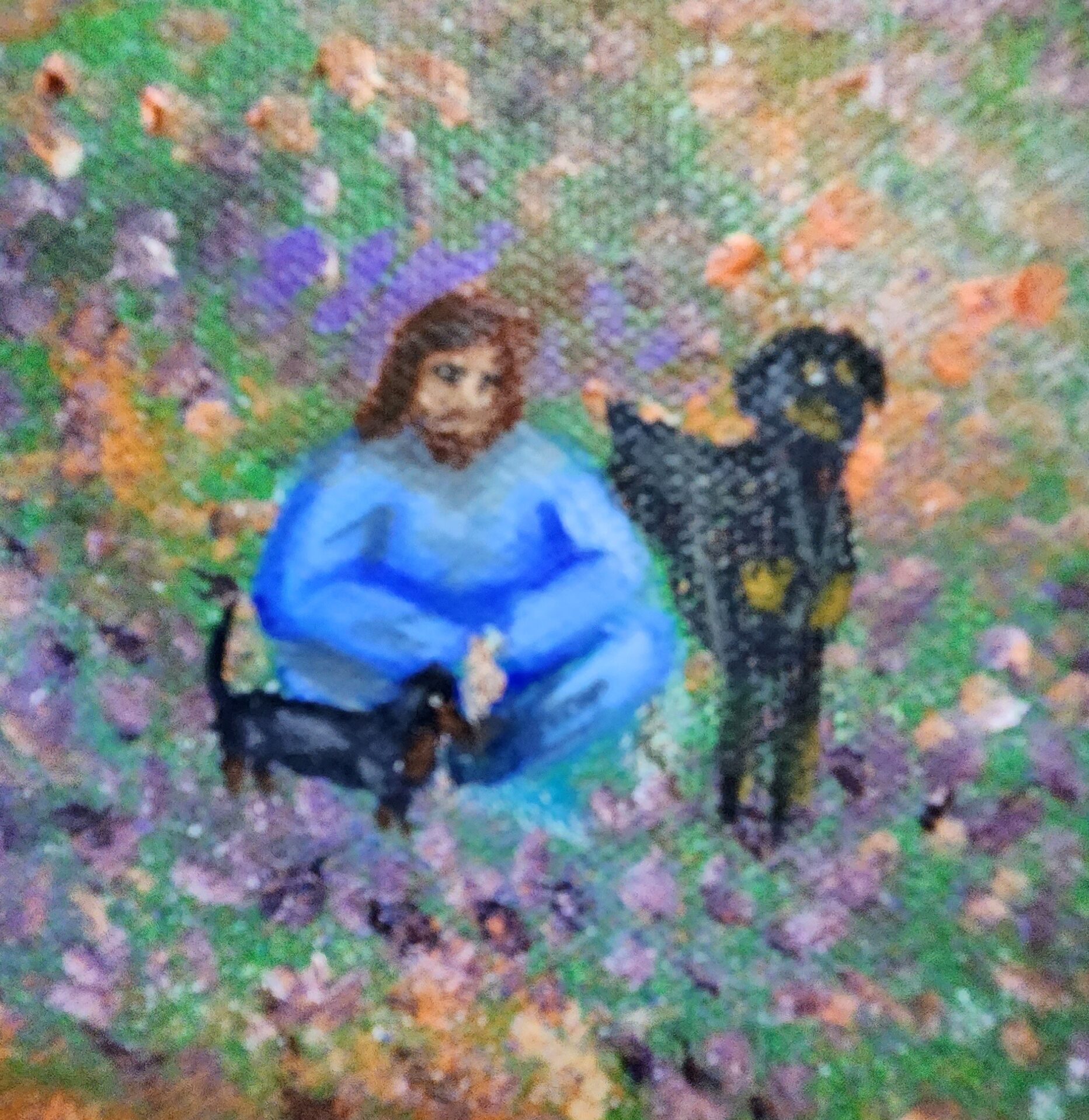 Danielle Art Original Acrylic and Oil Paintings Christian memorial art: Jesus with dogs, Pets May Safely Graze