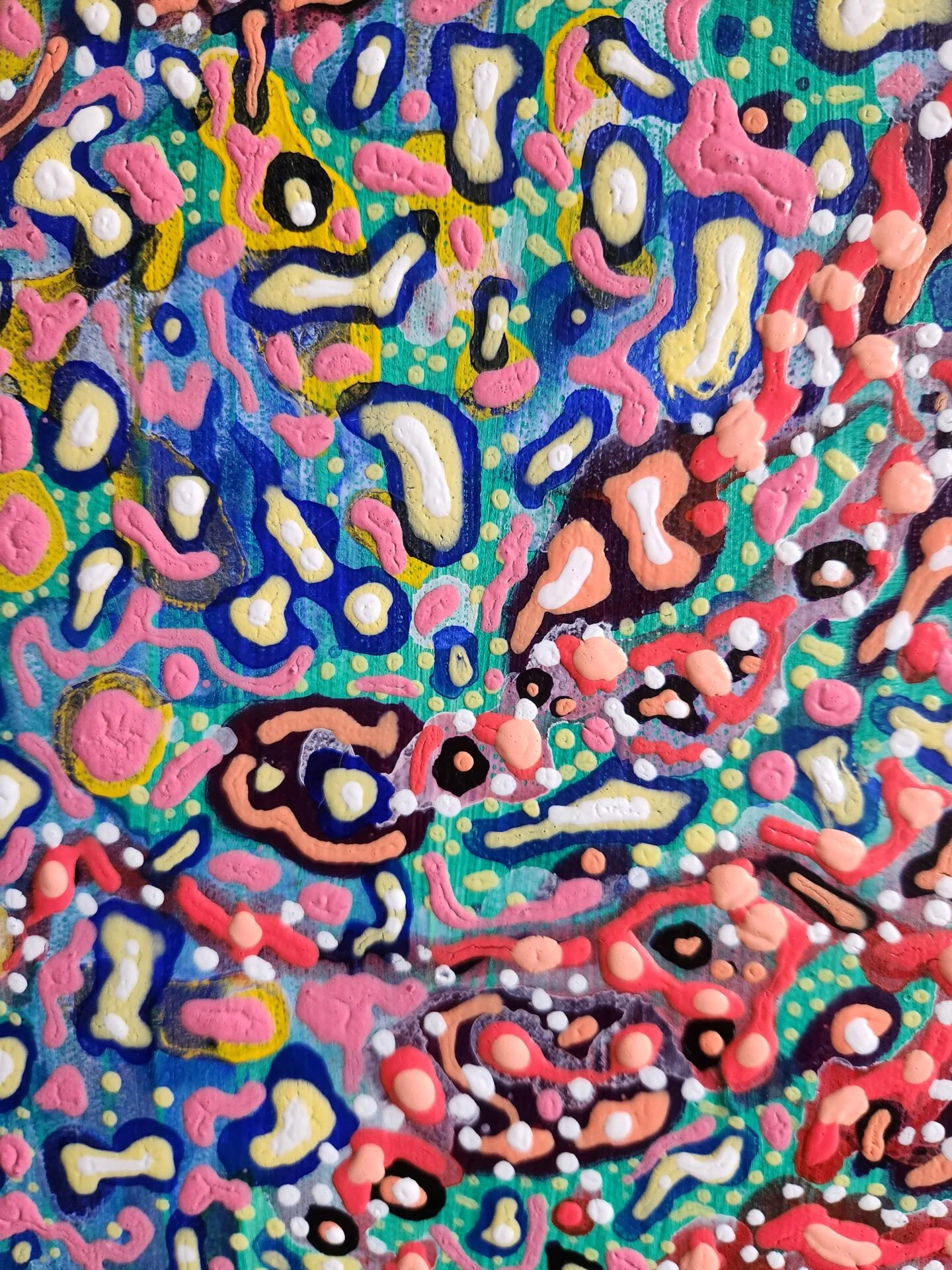 Danielle Art Original Acrylic and Oil Paintings Abstract painting with colorful shapes and textures, vibrant art.