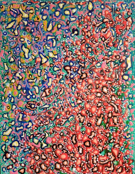 Danielle Art Original Acrylic and Oil Paintings Abstract art featuring vibrant colors and organic shapes, reminiscent of Singapore's heritage.