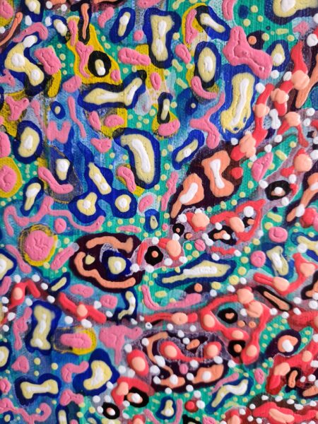 Danielle Art Original Acrylic and Oil Paintings Abstract painting with colorful shapes and textures, vibrant art.