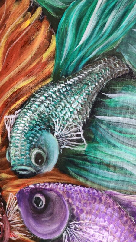 Danielle Art Original Acrylic and Oil Paintings Colorful betta fish art, painted by Danielle Siauw