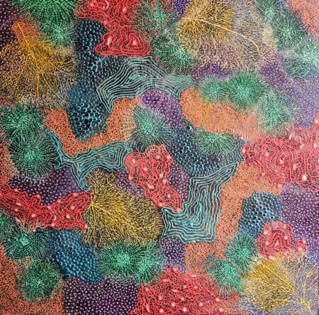 Danielle Art Original Acrylic and Oil Paintings Colorful abstract painting of coral reef, vibrant and detailed.
