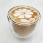 Danielle Art Original Acrylic and Oil Paintings Latte art flower in a clear glass cup, a "cup of encouragement.