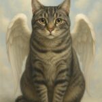 Danielle Art Original Acrylic and Oil Paintings Tabby cat with angel wings, a symbol of love taking a new form.