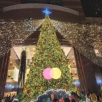 Danielle Art Original Acrylic and Oil Paintings Orchard Road Christmas tree with lights and crowds, 2025.
