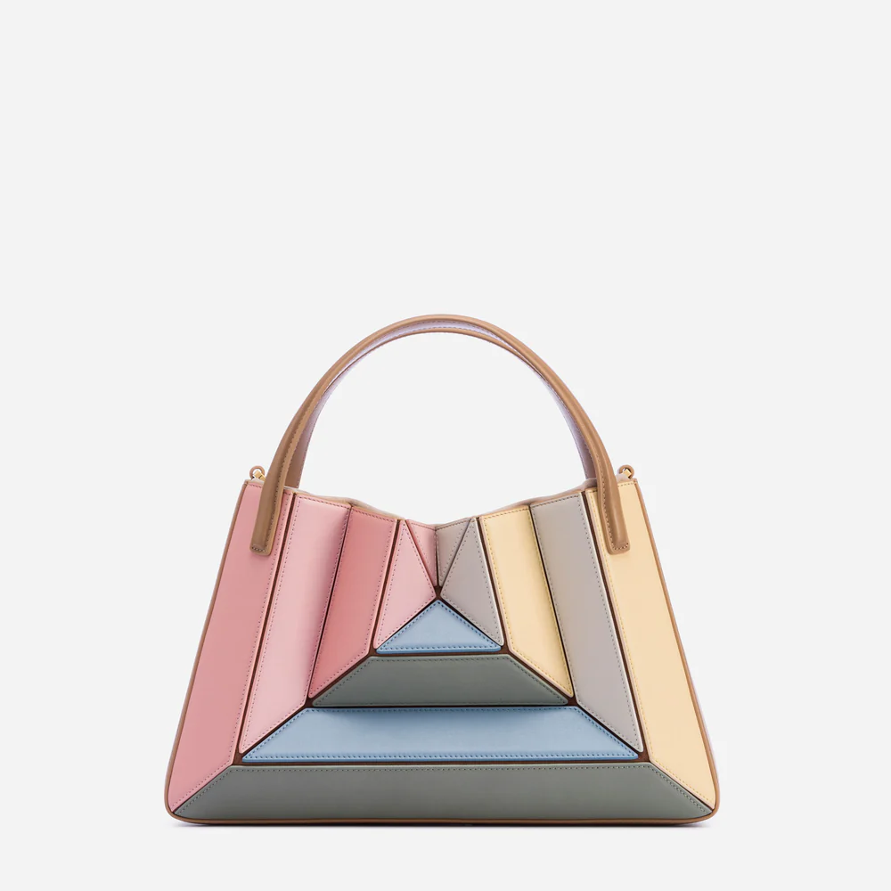 Danielle Art Original Acrylic and Oil Paintings Geometric pastel handbag with triangle pattern