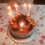 Danielle Art Original Acrylic and Oil Paintings Birthday cake with candles, "Happy Birthday" decoration, celebrating 31 years.