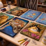 Danielle Art Original Acrylic and Oil Paintings Selection of Danielle Siauw's wildlife paintings prepared for exhibition. Bear, leopard, fox, and fish subjects.