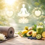 Danielle Art Original Acrylic and Oil Paintings Yoga mat, healthy food, and meditation symbols for wellness and gratitude.