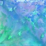 Abstract acrylic painting with blue, green, and purple hues.