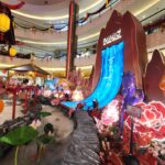 Danielle Art Original Acrylic and Oil Paintings Kota Kinabalu's Imago mall Lunar New Year display with waterfall and horses.