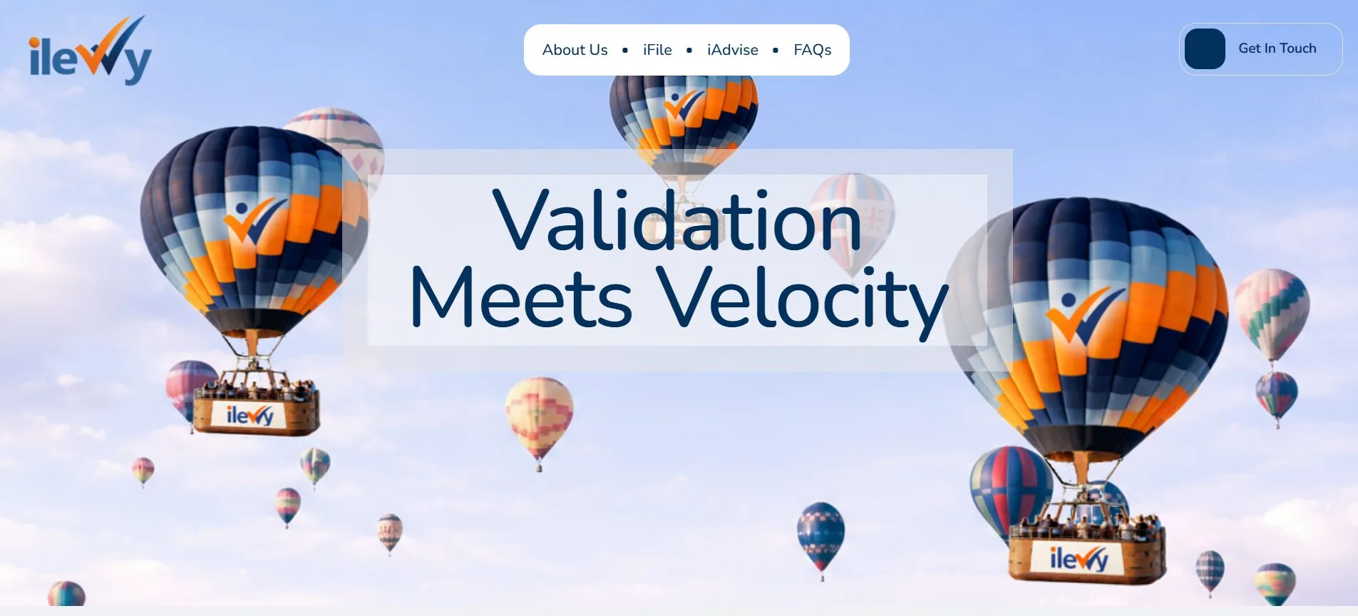 Danielle Art Original Acrylic and Oil Paintings ilevy logo, hot air balloons, and text "Validation Meets Velocity