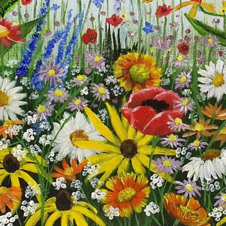 Original Acrylic Painting - Wild Flowers — closeup 1