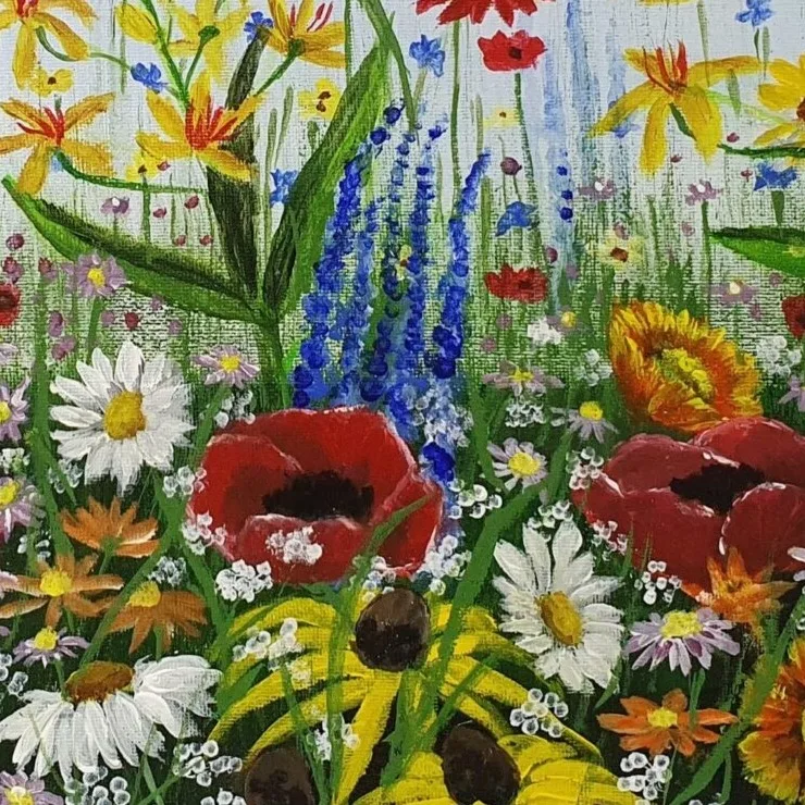 Original Acrylic Painting - Wild Flowers — closeup 2