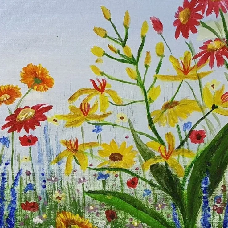 Original Acrylic Painting - Wild Flowers — closeup 3
