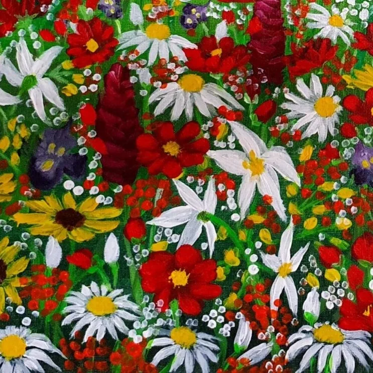 Original Acrylic Painting - Wild Flowers 2 — closeup 1