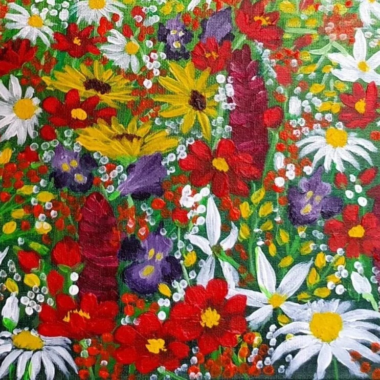 Original Acrylic Painting - Wild Flowers 2 — closeup 2