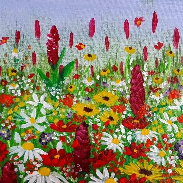 Original Acrylic Painting - Wild Flowers 2 — closeup 3