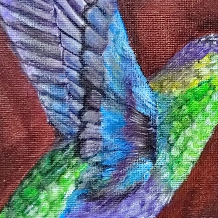 Original Acrylic Painting - Hummingbird — closeup 1