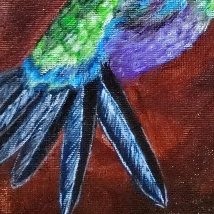 Original Acrylic Painting - Hummingbird — closeup 2