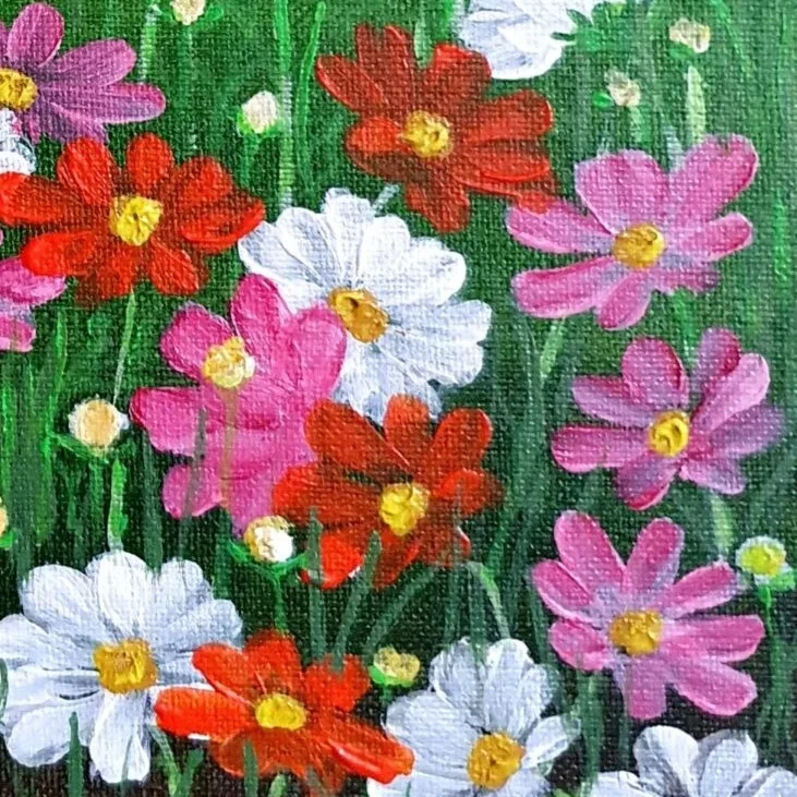 Original Acrylic Painting - Wild Flowers 4 — closeup 3